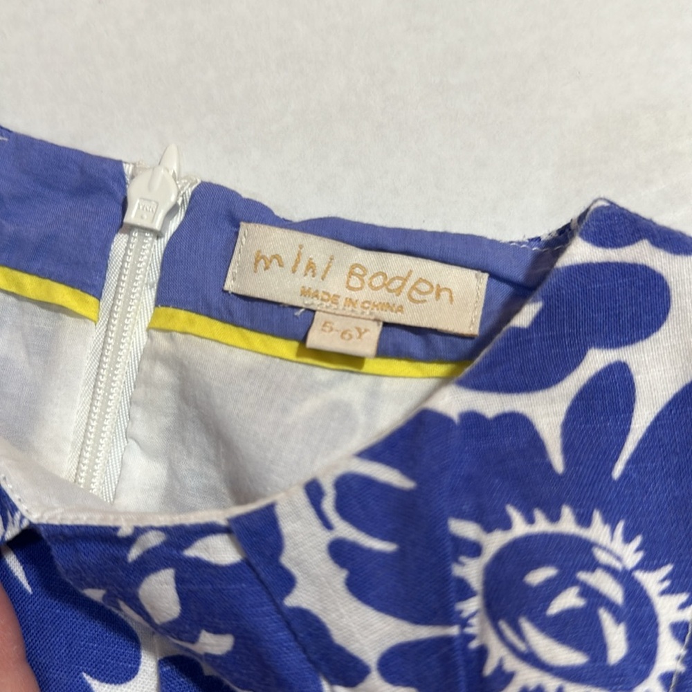 Mini Boden Floral Blue and Yellow Kids Dress - Picture 7 of 10